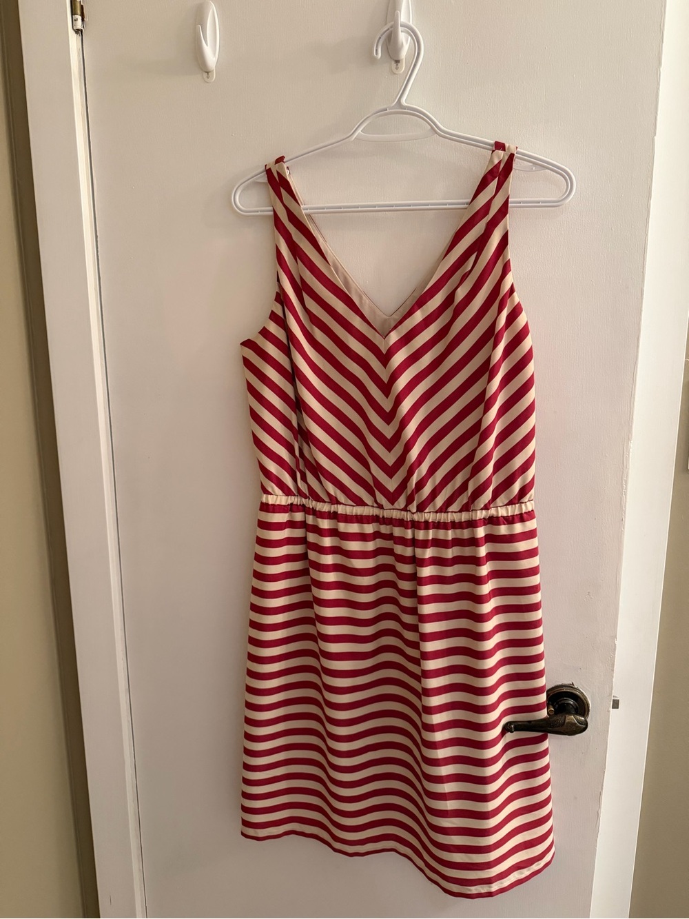 Ann Taylor LOFT Pink & Cream Striped Fit & Flare Dress | Size 8